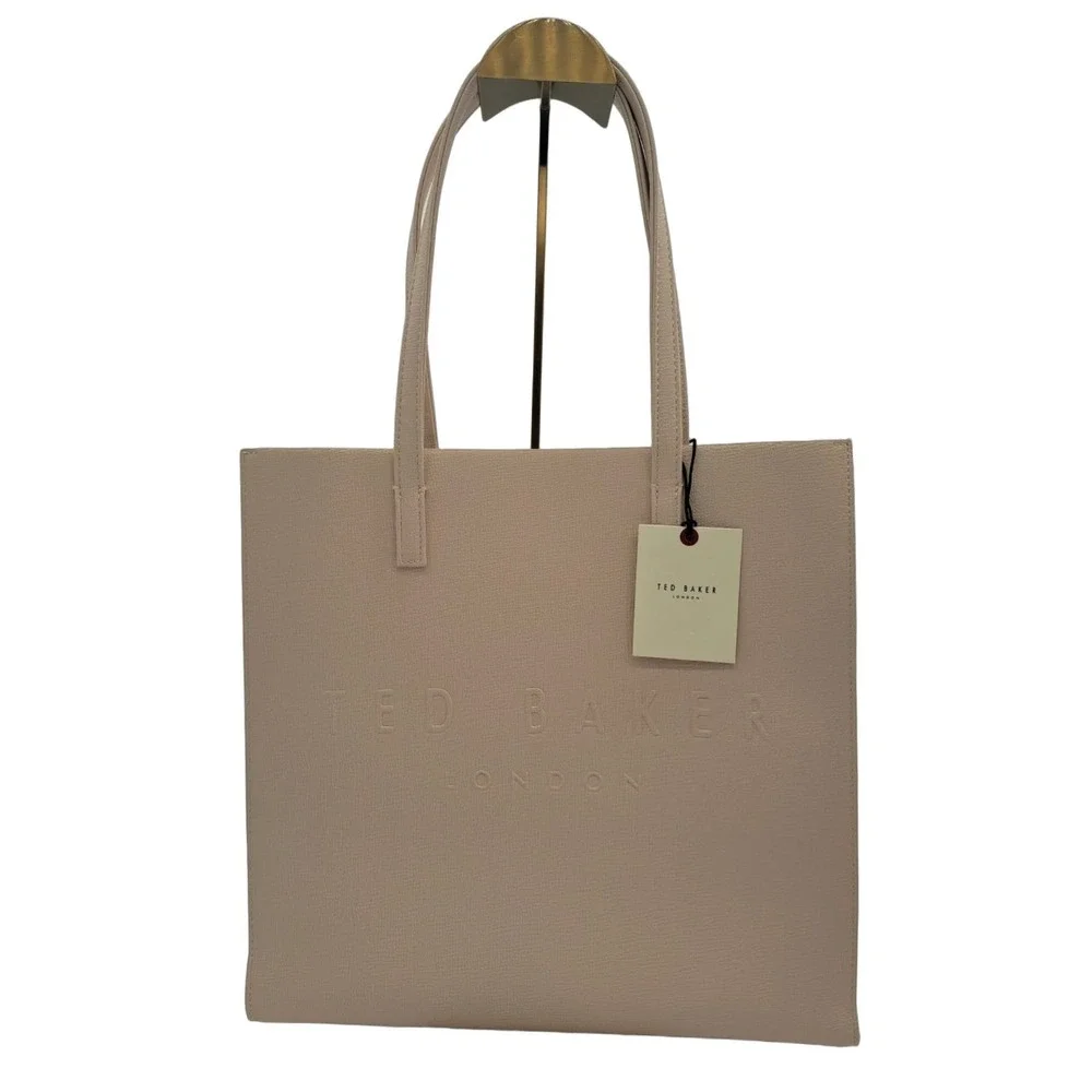 NEW Ted‎ Baker Blush Tote Book Bag Logo Faux Leather Purse